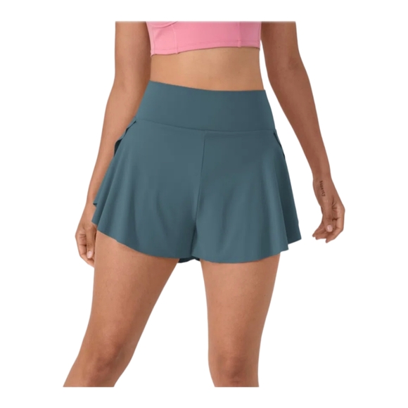 HALARA Pants - NWOT Halara High Waisted Split 2-in-1 Yoga Shorts In Blue Ashes Size Small